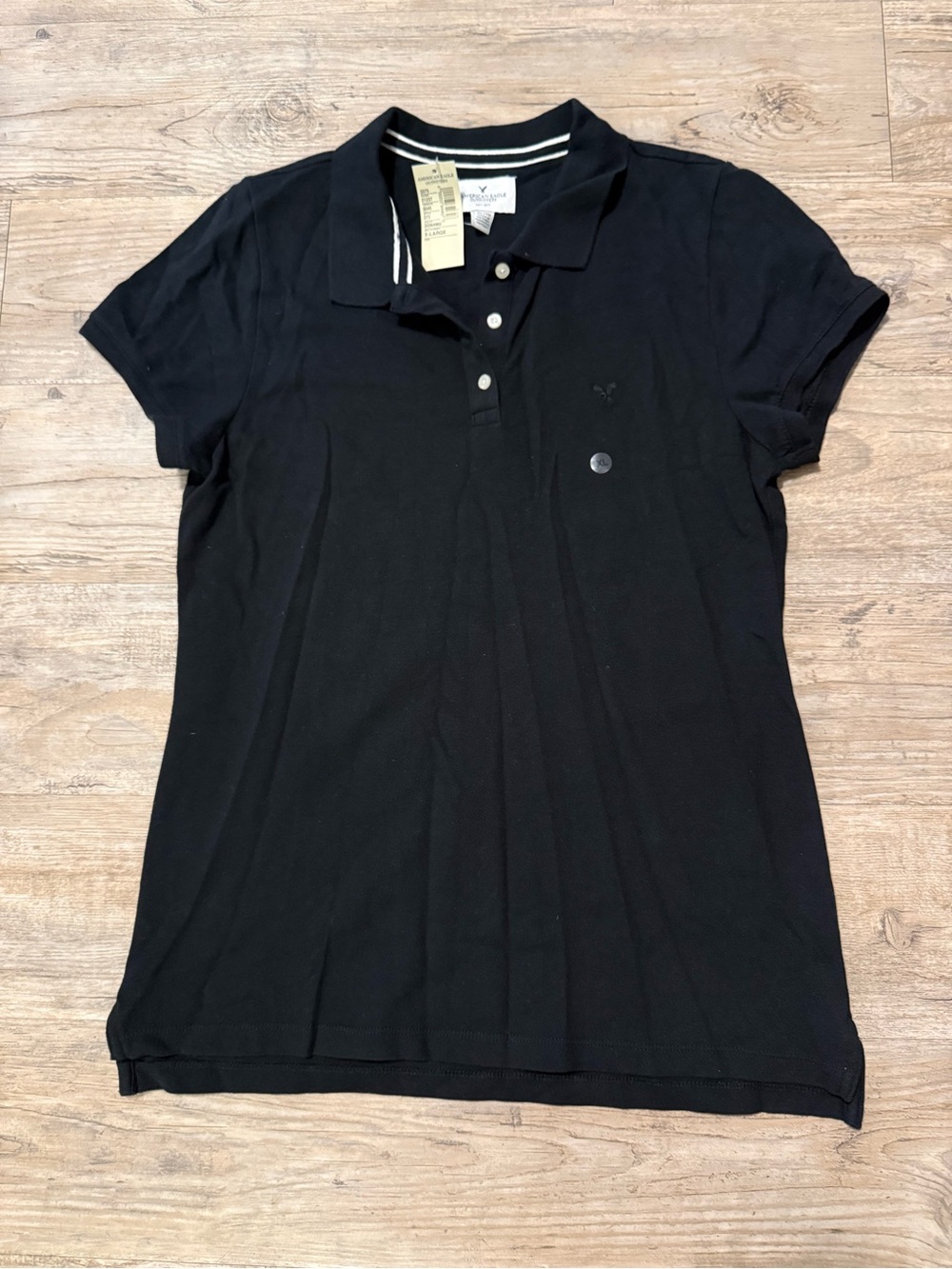 American Eagle Outfitters Black Short-Sleeve Polo Shirt